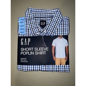 Gap Short Sleeve Poplin Shirt Men’s Size LG Asher Plaid Burt Delf